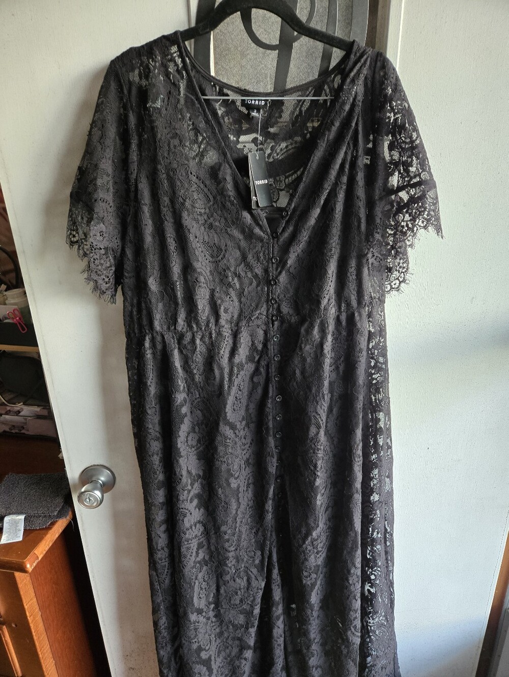 torrid Black Lace Maxi Dress with Button-Front NWT